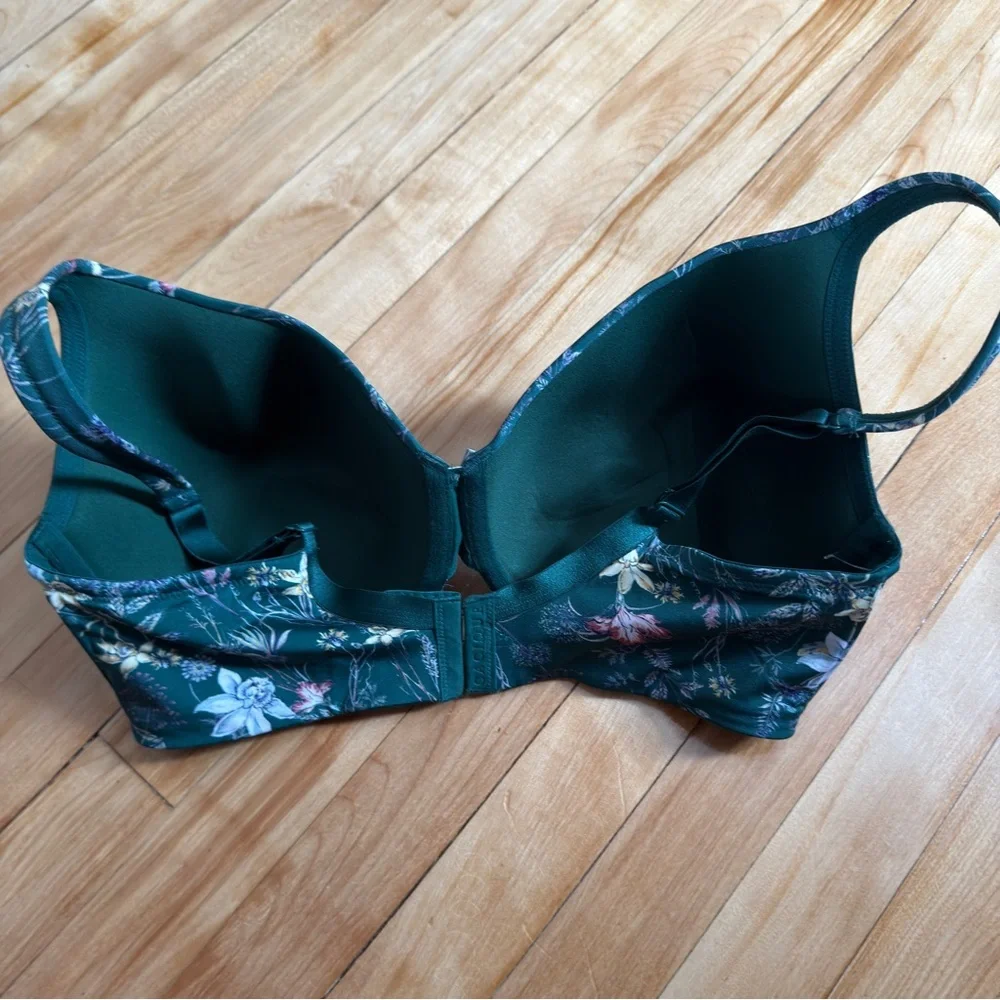 Cacique Floral Print Bra - Dark Green underwire lightly lined 40DD